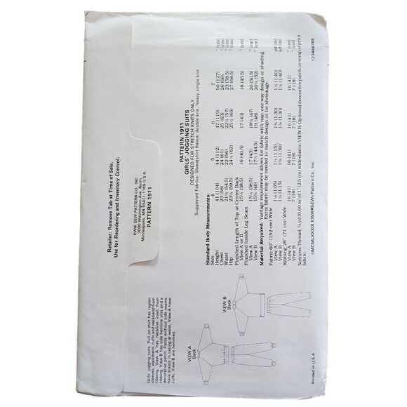 Vintage 80s Kwik Sew Pattern 1911 Uncut Girls Jogging Suit Sweatshirt 4 5 6 7 - Picture 3 of 4